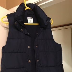 OLD NAVY Fleece Lined Navy Blue Puffer Vest - L